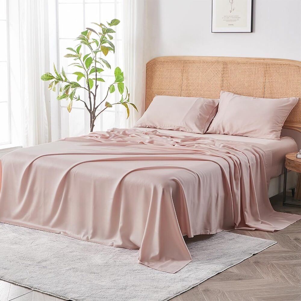NWT Sijo AiryWeight Eucalyptus Sheet Set- 4pc - 2 Pillowcases 2 Sheets Blush F/Q